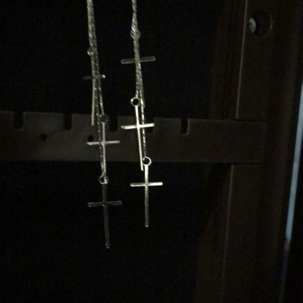 Multi cross dangle earrings silver